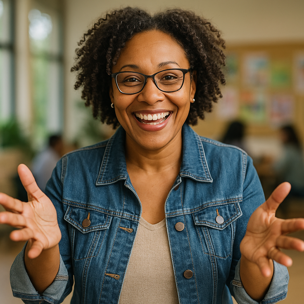 Engaging community specialist with welcoming expression